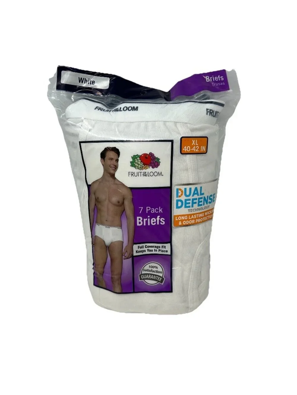 Fruit of the Loom Men's XL White Briefs Underwear Pack of 7 Vintage NWT NOS